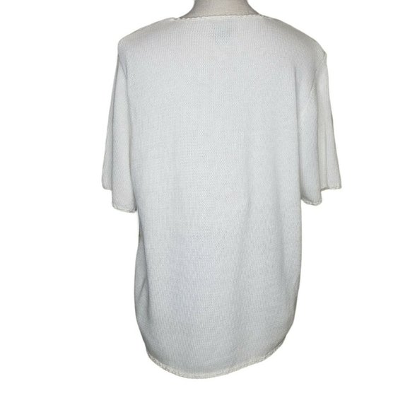 Teddi women’s Vintage Sz L short sleeve sweater Knit floral embroidered spring - Picture 3 of 6